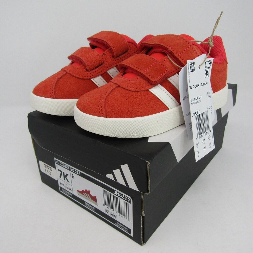 Adidas VL Court 3.0 CF I Toddler Boys Shoes Red White Hook & Loop 7K